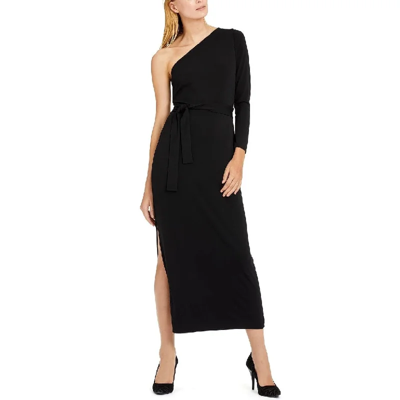 Fashion Must-have INC International Concepts Women's One Shoulder Belted Maxi Dress Black Size Petite Medium - Petite Medium