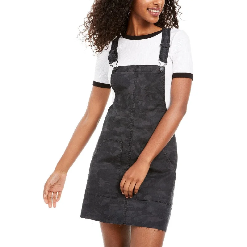 High Street Fashion Vanilla Star Juniors' Printed Raw-Hem Camo Skirtall Black Size 13