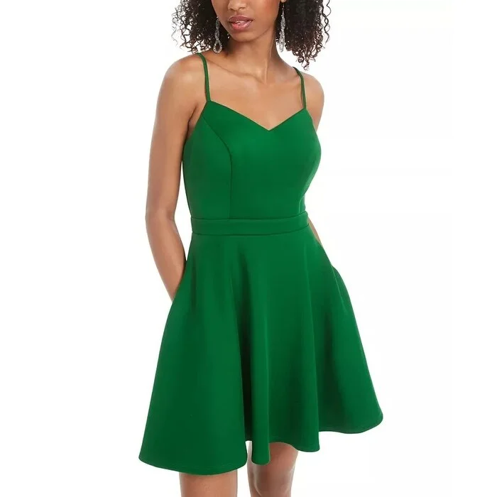 High Street Style City Studios Junior's Bow Back Fit & Flare Dress Medium Green Size 9