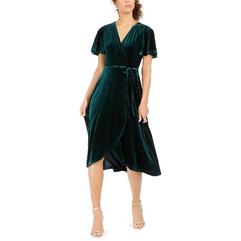 Eye-catching Personality Vince Camuto Women's Velvet Faux-Wrap Dress Dark Green Size 12