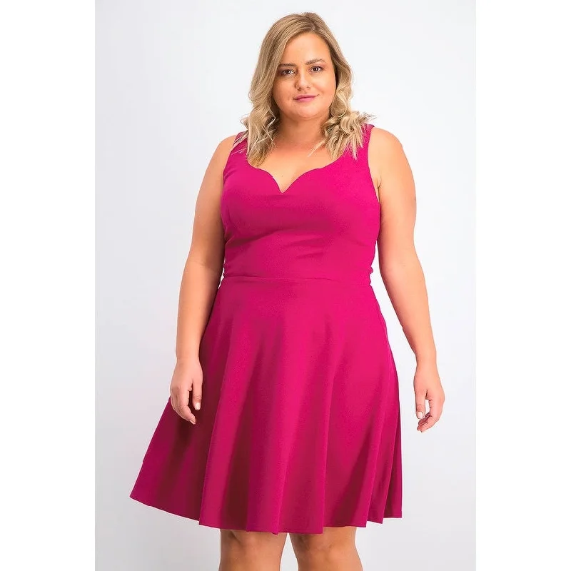 European Plan B Darlin Women's Trendy Plus Size Scuba Fit & Flare Dress Dark Purple Size 20