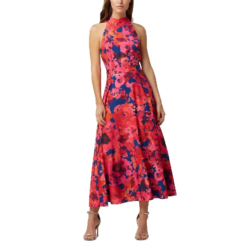 Fashionable Inner Wear Tahari A SL Women's Floral Halter Neck Crepe De Chine Dress Coral Pink Size 6
