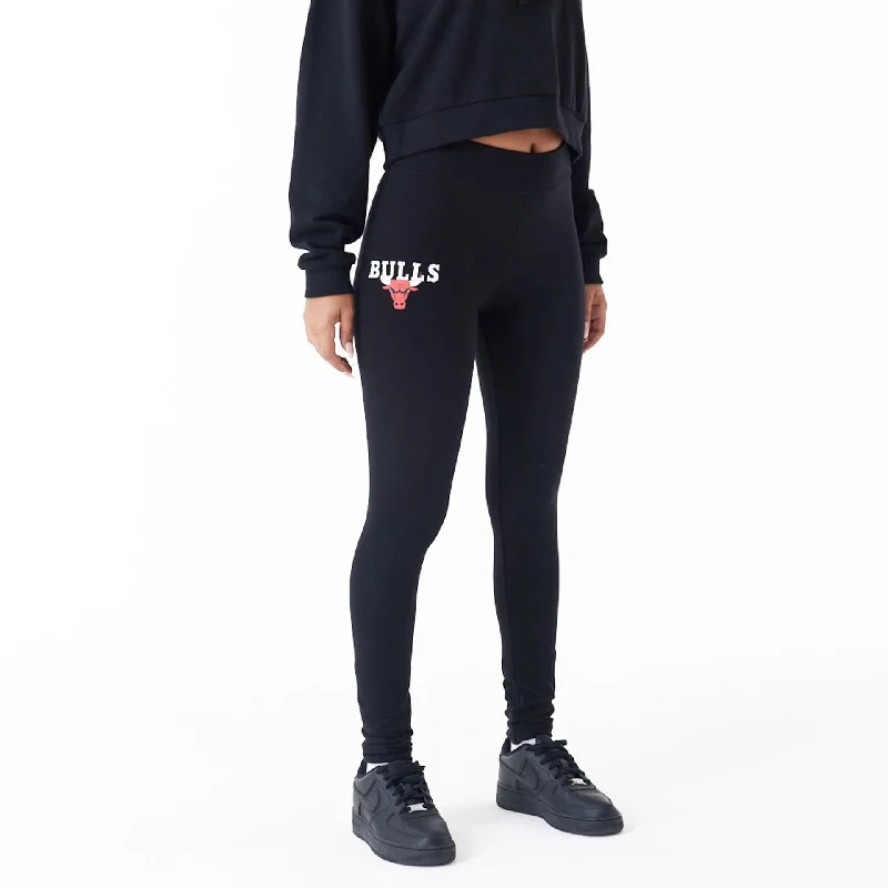 Effortless Wear Chicago Bulls Womens NBA Team Bulls Logo Black Leggings