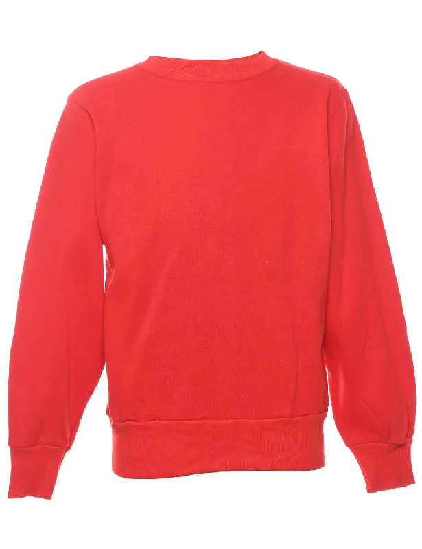 Soft Style Red Plain Sweatshirt - M