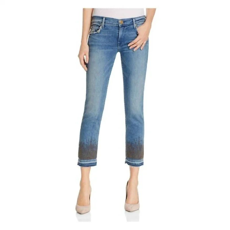 Literary Style Cora Bead Straight Crop Jeans In Gypset Blue