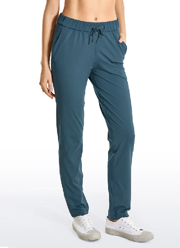 Soft Touch Stretch Drawstring Long Pants with Pockets 31''