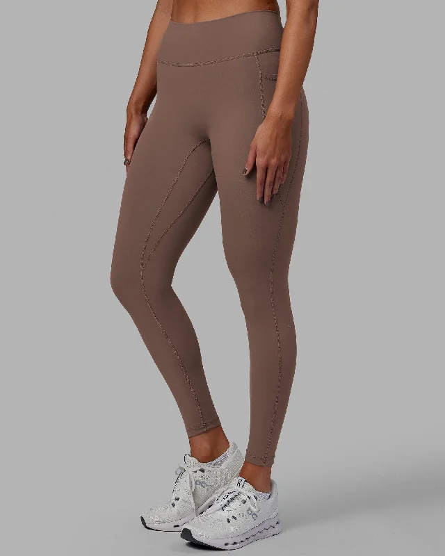 Sports Functional Style Fusion Full Length Leggings with Pockets - Deep Taupe