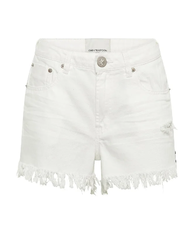 Elegant Temperament Bonitas High Waist Denim Shorts White Beauty
