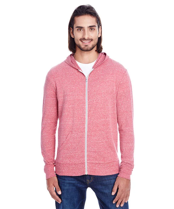 All-Day Comfort 302Z - Threadfast Apparel Unisex Triblend Full-Zip Light Hoodie | Red