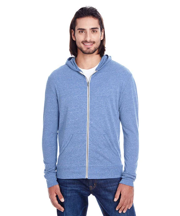 Smart Comfort 302Z - Threadfast Apparel Unisex Triblend Full-Zip Light Hoodie | Navy