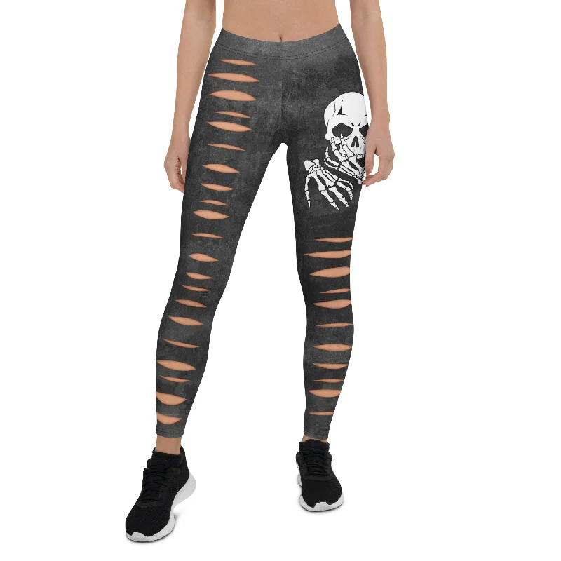 Comfortable And Simple Skeleton 3D Cut Out Effect Leggings