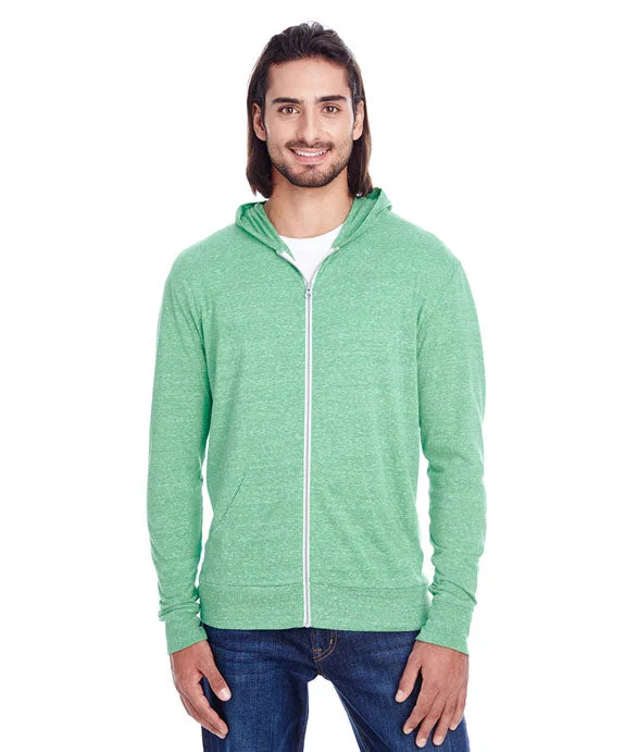 Warm Comfort 302Z - Threadfast Apparel Unisex Triblend Full-Zip Light Hoodie | Green
