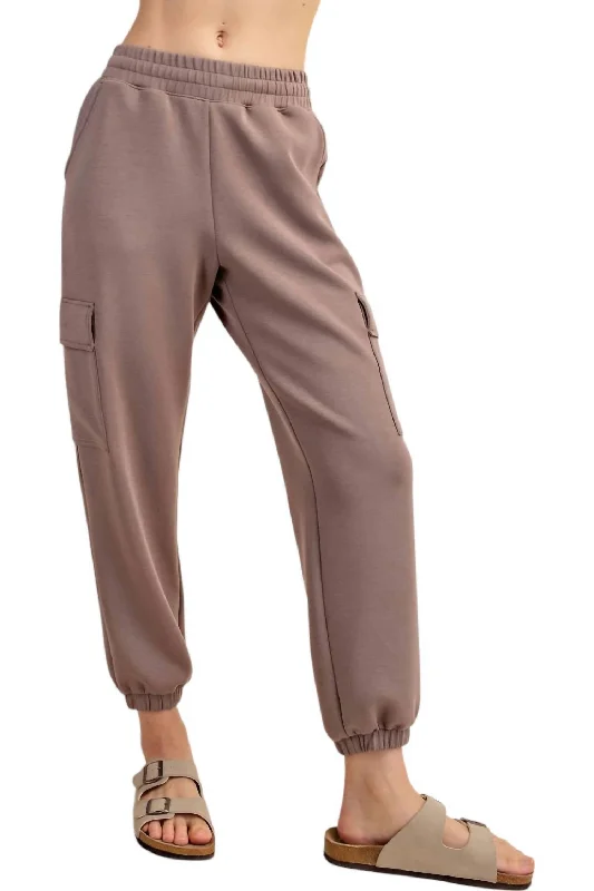 Breezy Style Modal Cargo Jogger Pants In Mocha