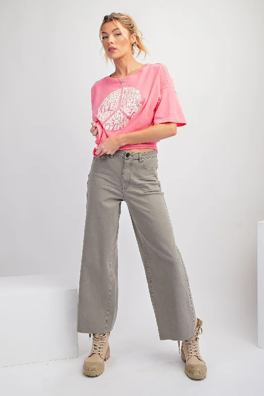 Retro Stripes Ash Olive Soft Stretch Twill High Waisted Pants