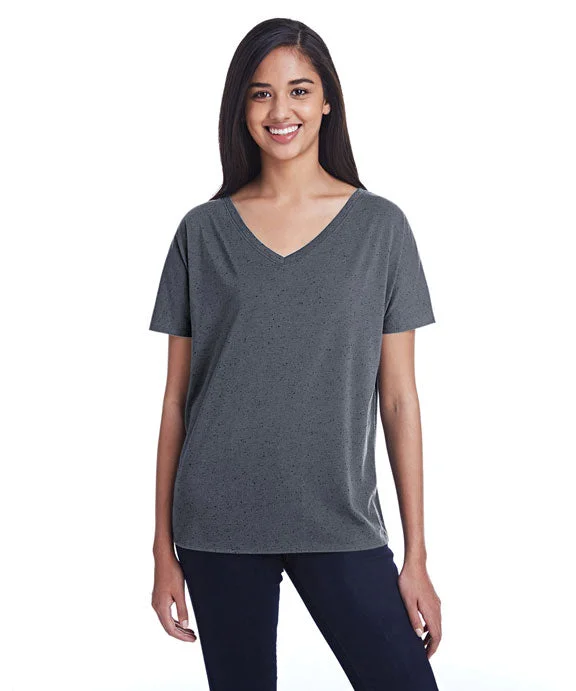 Comfortable Jackets 203FV - Threadfast Apparel Ladies Tri-blend Fleck Short-Sleeve V-Neck T-Shirt | Charcoal Fleck