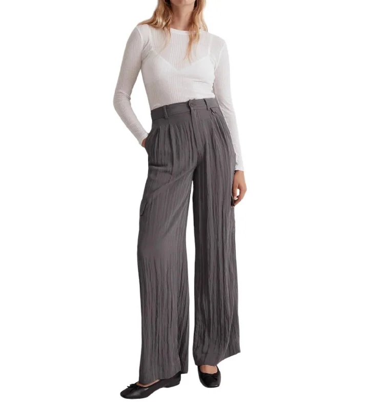 Cozy Chic Harlow Wide-Leg Cargo Pant In Grey