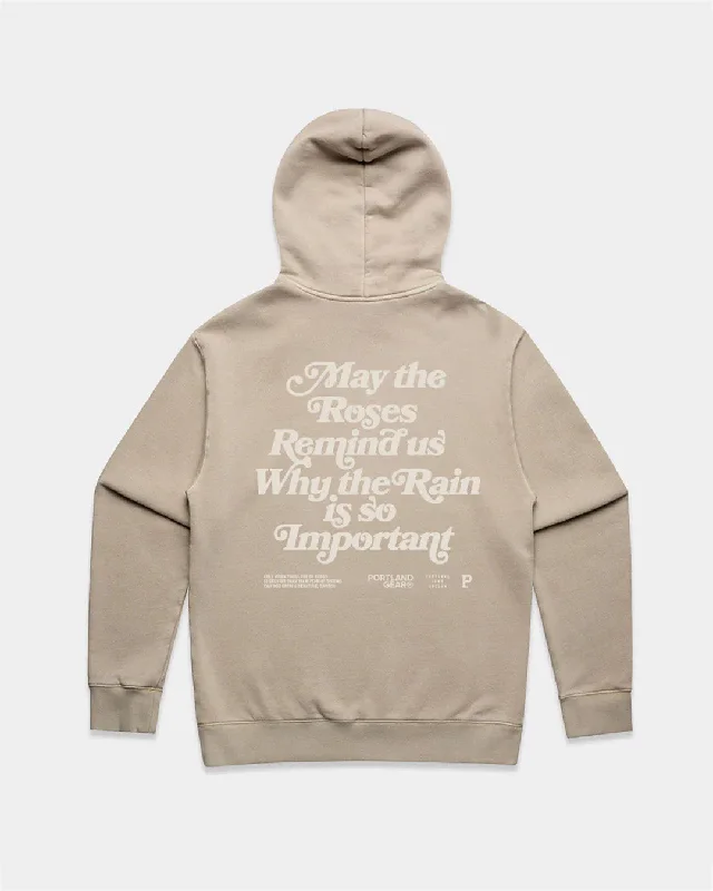 Luxe Comfort Sueded Slogan Hoodie - Taupe