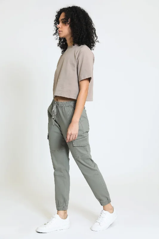 Sports Yoga Style Cargo Utility Jogger - Dusty Sage