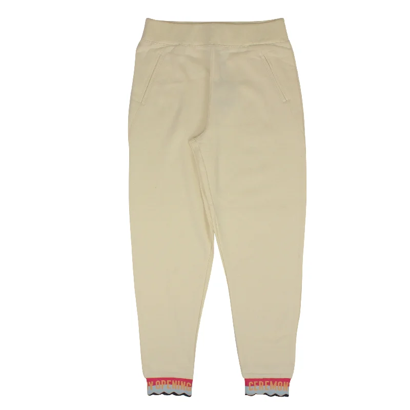 Sports High Waist Style Cloud White Elastic Logo Sweatpants