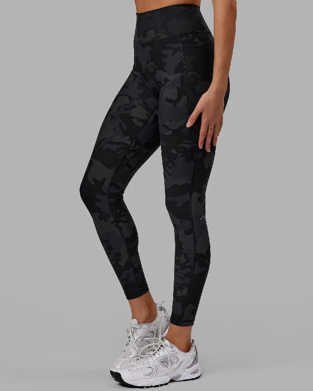 Street Show-off Style Fusion Full Length Leggings with Pockets - Black Camo