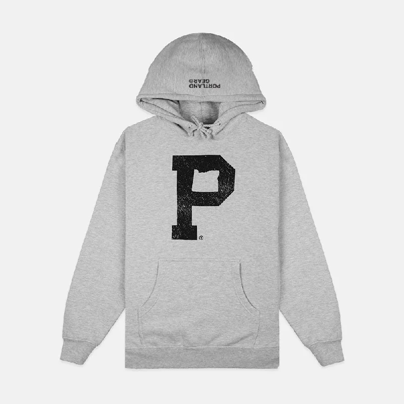 Fashionable and casual Soft-Blend "P" Hoodie - Grey