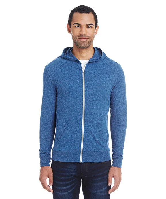 Chic Relaxation 302Z - Threadfast Apparel Unisex Triblend Full-Zip Light Hoodie | Royal Black