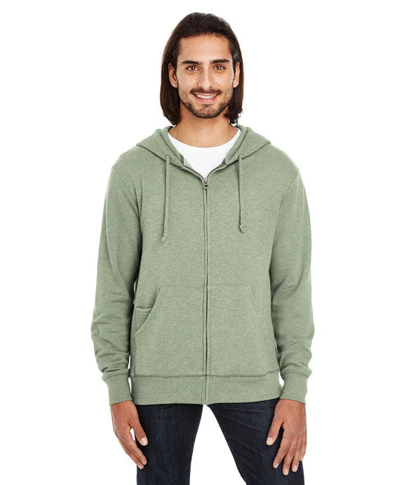 Stylish Ease 321Z - Threadfast Apparel Unisex Tri-blend French Terry Full-Zip Hoodie | Army Heather