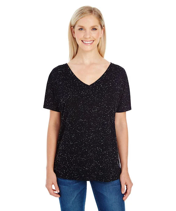 Light Comfort 203FV - Threadfast Apparel Ladies Tri-blend Fleck Short-Sleeve V-Neck T-Shirt | Black Fleck