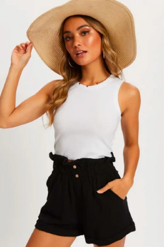 Free And Comfortable Paperbag Waist Linen Shorts