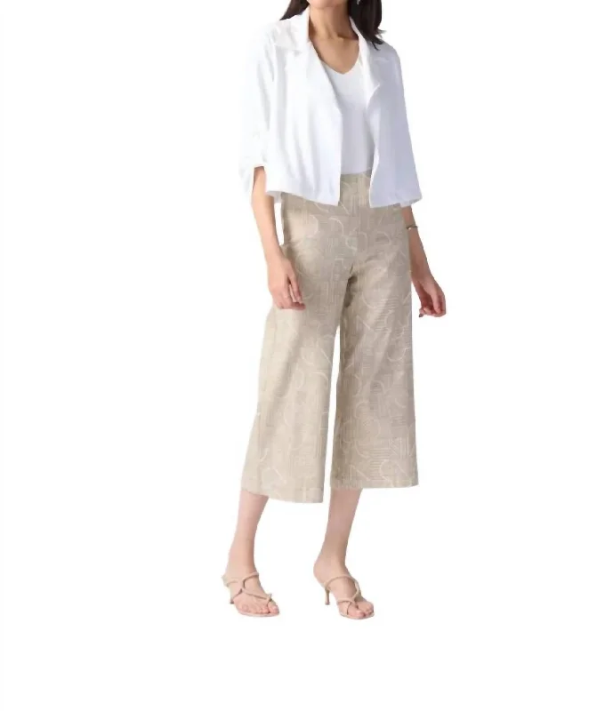 Street Letter Style Geometric Print Pull-On Pant In Dune/vanilla