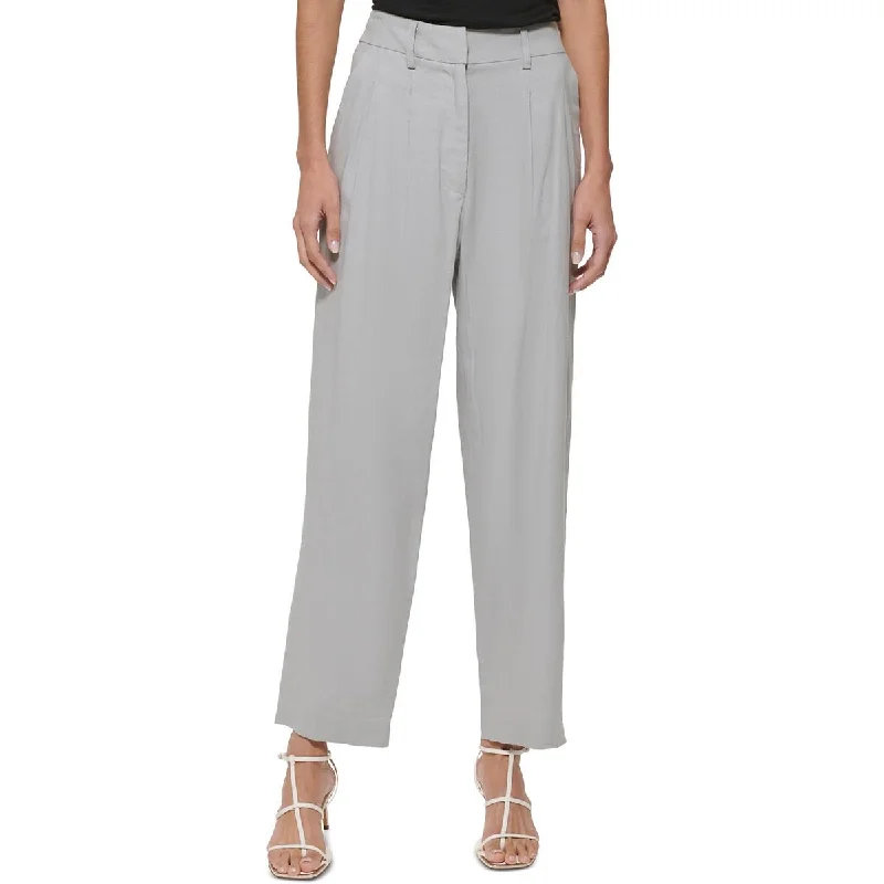 Lounge Chic DKNY Womens Linen High Rise Straight Leg Pants