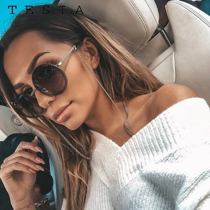 Goddess Style Brand Round Sunglasses Women Luxury Rimless Feamle Shades Europe Popular Ins Sun glasses lunettes de sol femme
