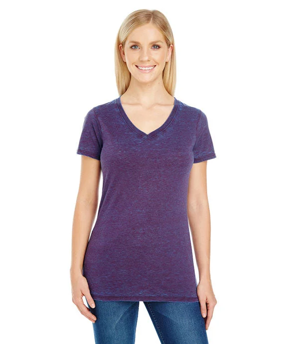 Comfortable Outfits 215B - Threadfast Apparel Ladies Cross Dye Short Sleeve V-Neck T-Shirt | Berry
