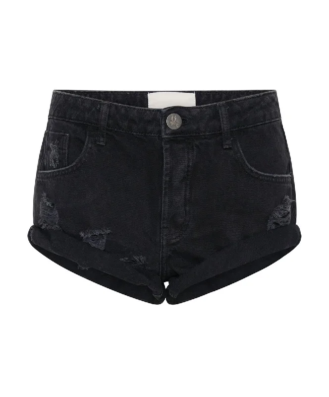 Thin Design Bandits Low Waist Denim Shorts Double Black