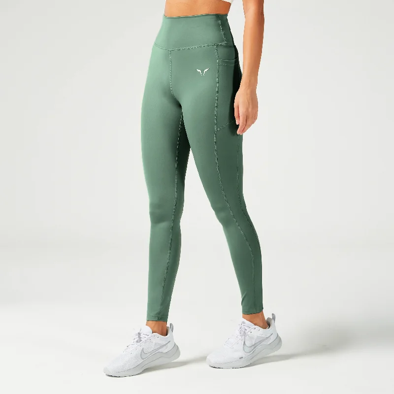 Retro Stripes Essential High Waisted Leggings 27" - Dark Forest