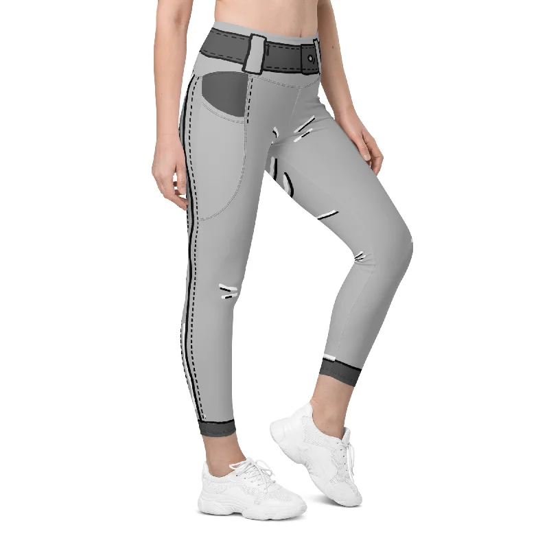 Fashionable and casual Cartoonized Monochrome Leggings With Pockets