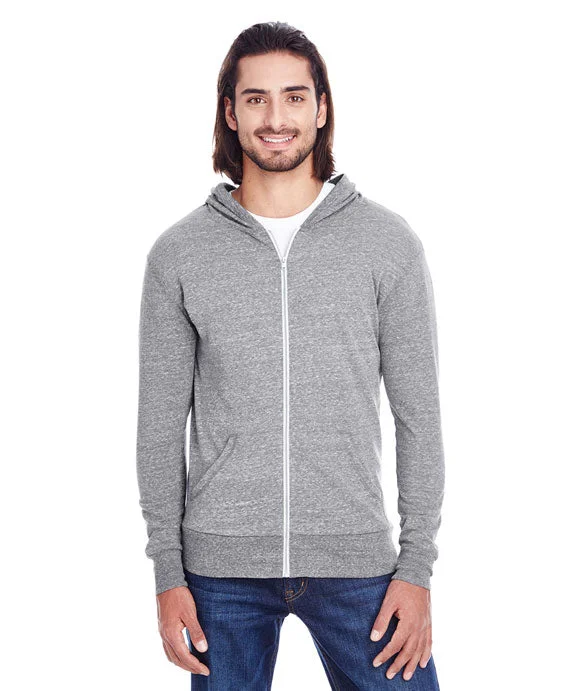 Versatile Wear 302Z - Threadfast Apparel Unisex Triblend Full-Zip Light Hoodie | Grey