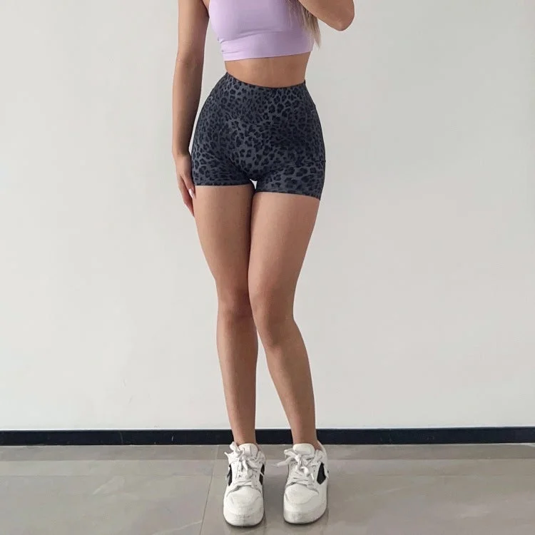 Leisure Sports European And American Leopard Print Peach Fitness Pants