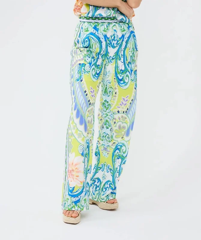 Low-key Luxury Women's Pull On Trousers In Ocean Paisley