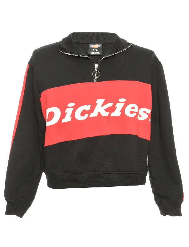Soft Wear Dickies Cropped Black & Red Sweatshirt - M