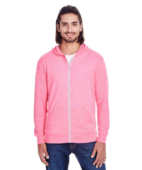 Easy Fashion 302Z - Threadfast Apparel Unisex Triblend Full-Zip Light Hoodie | Neon Pink