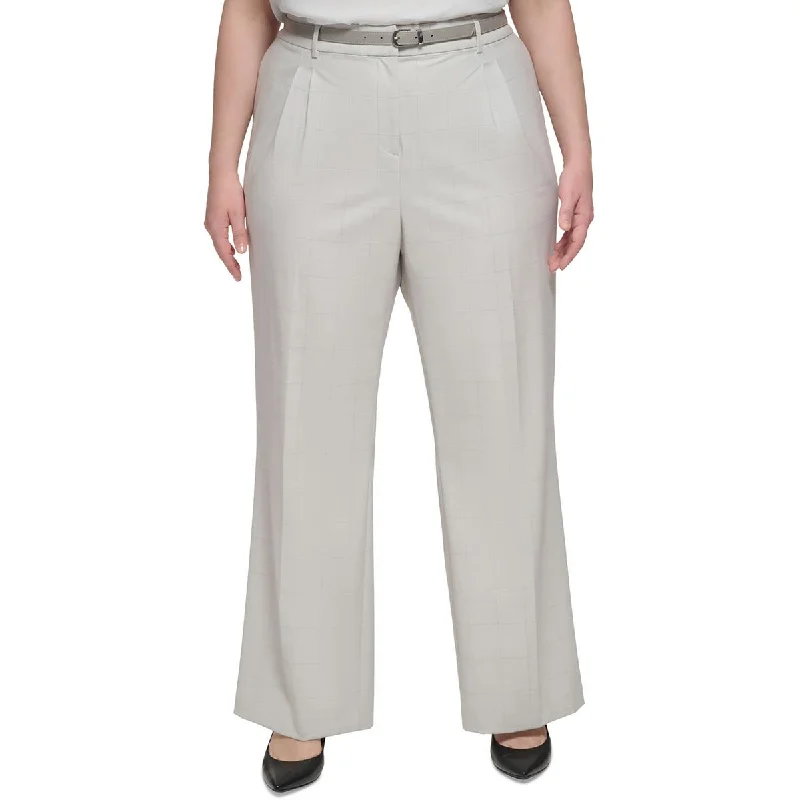 Exquisite workmanship Calvin Klein Womens Plus Window Pane Straight Leg Trouser Pants