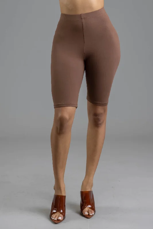 Minimal Style BASIC LONG BIKER SHORTS - MOCHA