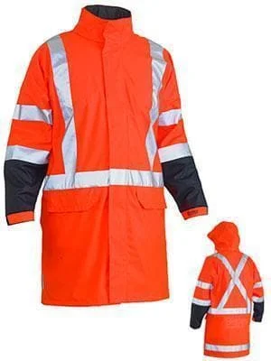 Versatile Comfort Bisley Workwear Taped Hi Vis Rain Coat  X Back (Waterproof) BJ6955XT
