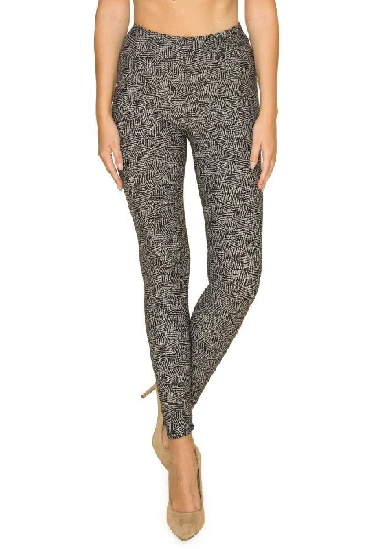 Simple Style Multi Print, Full Length, High Waisted Leggings In A Fitted Style With An Elastic Waistband