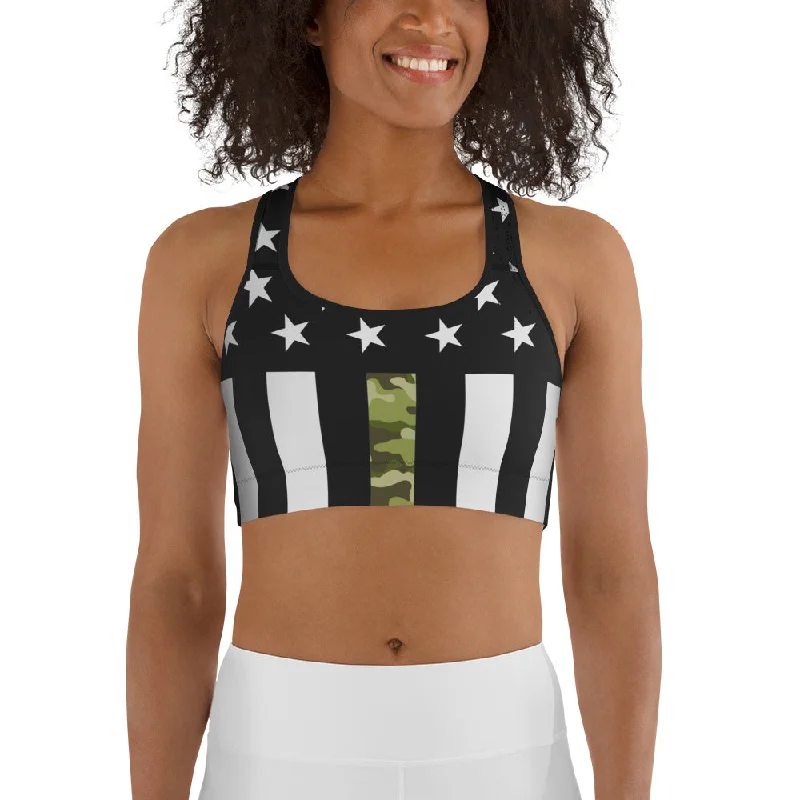 Comfortable Dresses Armed Forces Sports Bra
