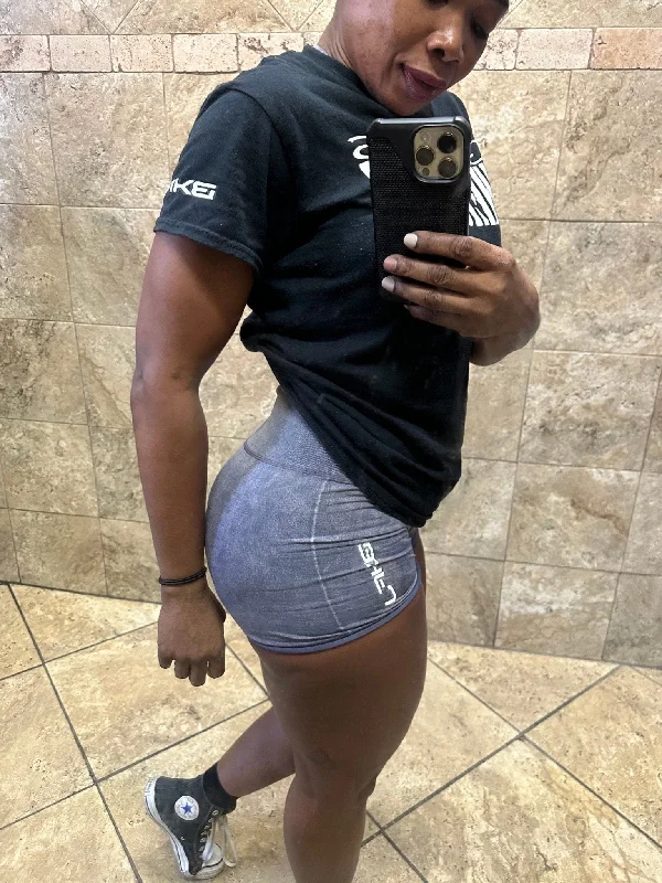 Celebrity Style High Waist Acid Wash Shorts