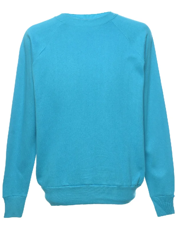 Trendy and versatile Aqua Blue Plain Sweatshirt - L