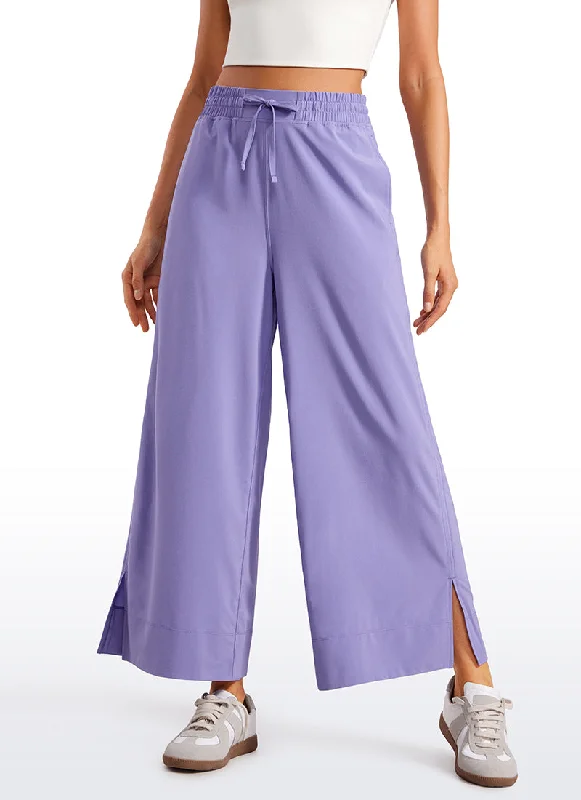Soft Style Feathery-Fit Soft Wide Leg High Waisted Capri Pants with Pockets 25''