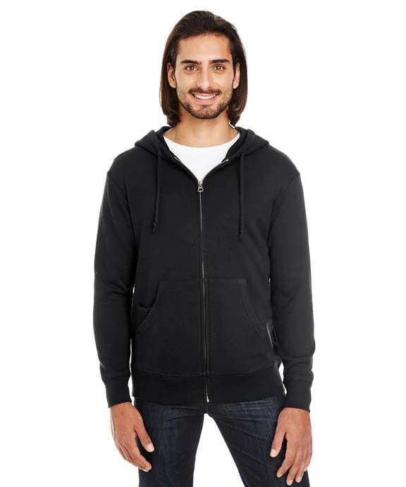 Chic Comfort 321Z - Threadfast Apparel Unisex Tri-blend French Terry Full-Zip Hoodie | Black Solid